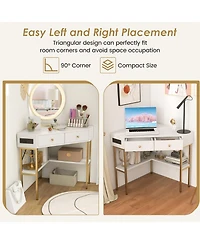 Space Saving Corner Computer Desk with 2 Large Drawers