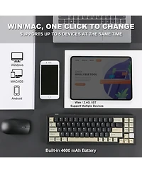 Yunzii AL71 75% Mechanical Keyboard,Full Aluminum Cnc,Hot Swappable Gasket,2.4GHz Wireless BT5.0/Usb-c Wired,Nkro Programmable Rgb Backlight Creamy Ty