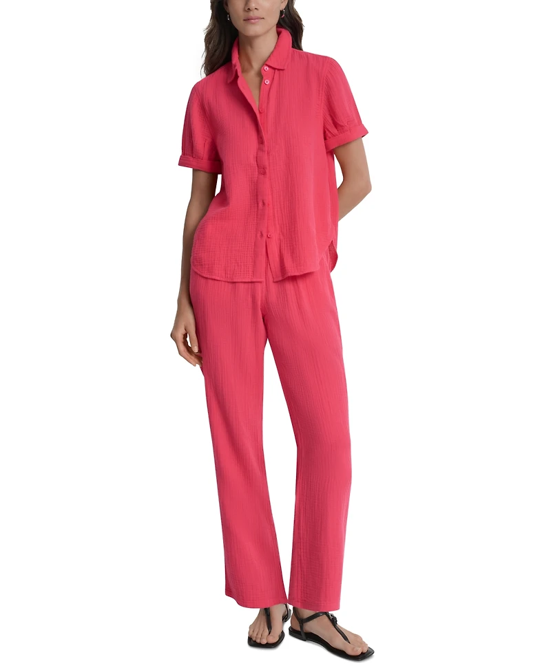 Dkny Jeans Petite Cuffed Short-Sleeve Shirt