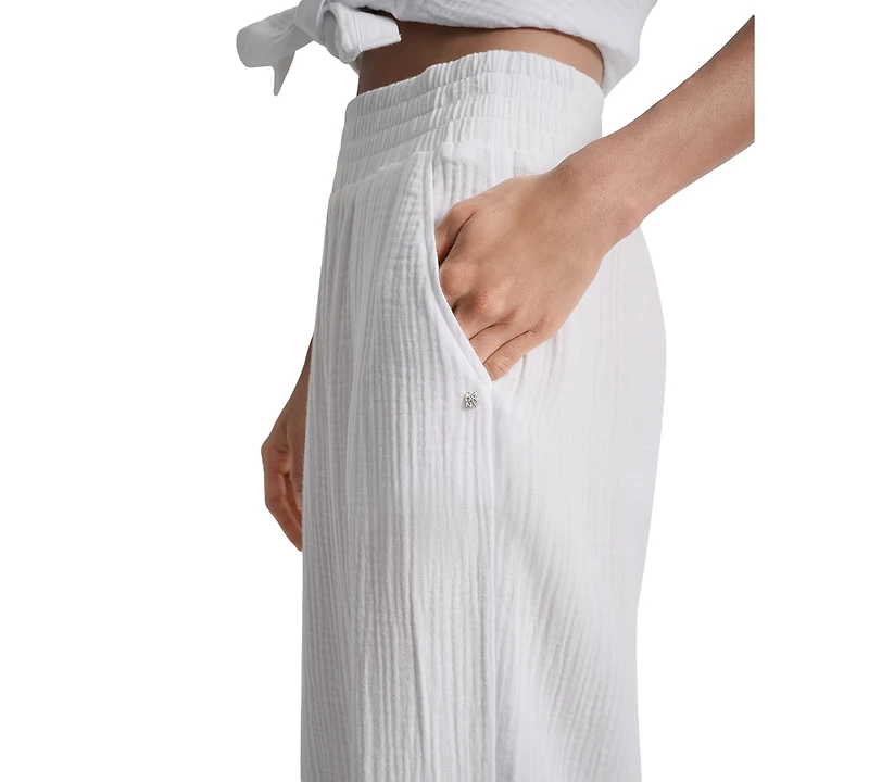 Dkny Jeans Petite Cotton Pull-On Smocked-Waist Pants