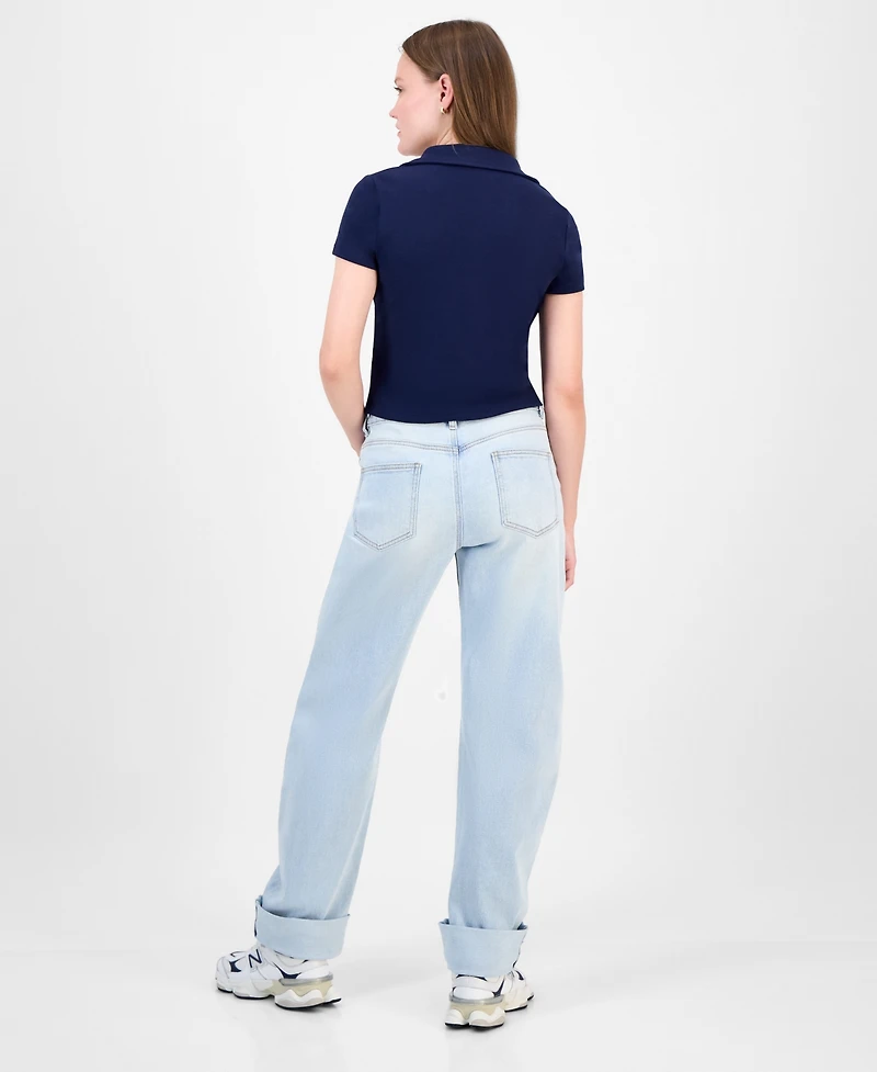 Ultra Flirt Juniors' Button-Front Short-Sleeve Polo