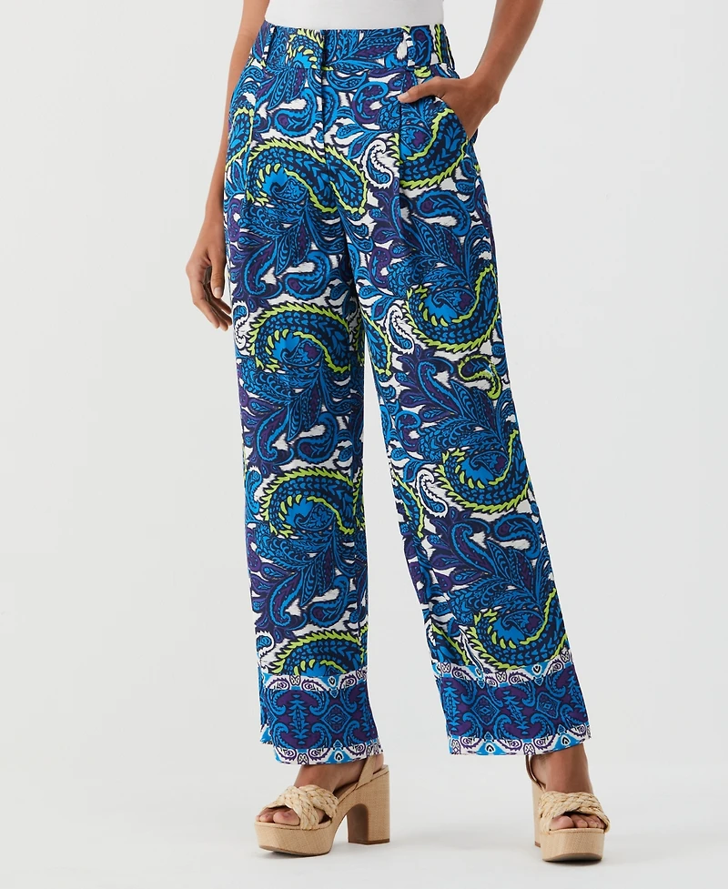 Ella Rafaella Petite Paisley Print High Rise Wide Leg Pants