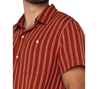 Liverpool Los Angeles Men's Striped Short-Sleeve Camp Shirt