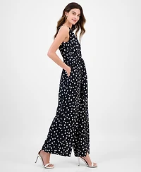 Connected Women's Printed Tie-Waist Sleeveless Jumpsuit