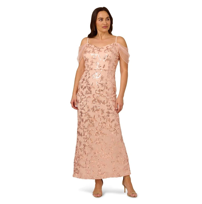 Adrianna Papell Plus Off-The-Shoulder Mermaid Dress