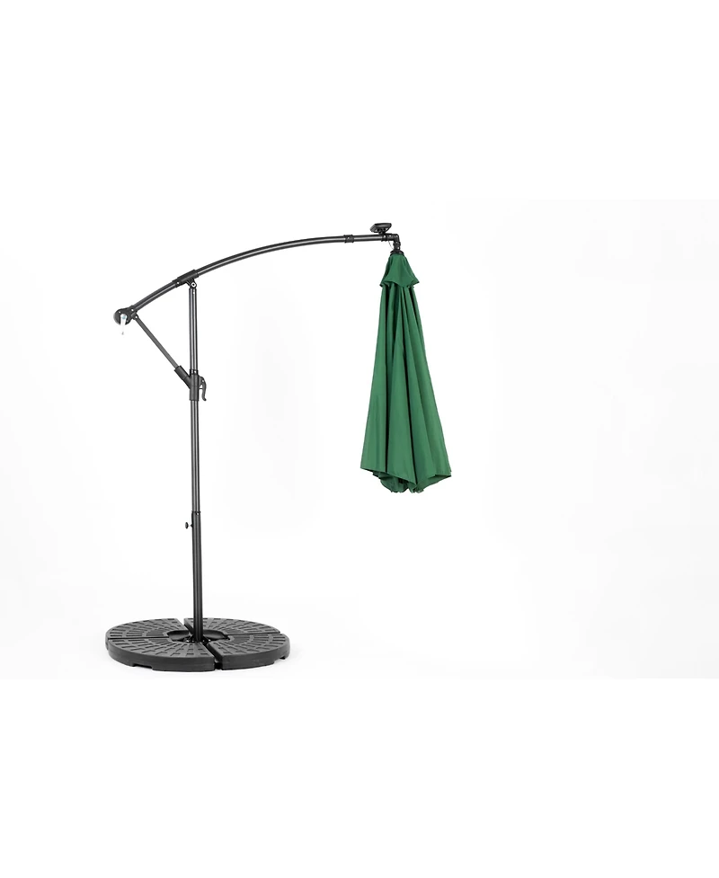 10ft Solar Led Offset Hanging Market Patio Umbrella ( Dark green )