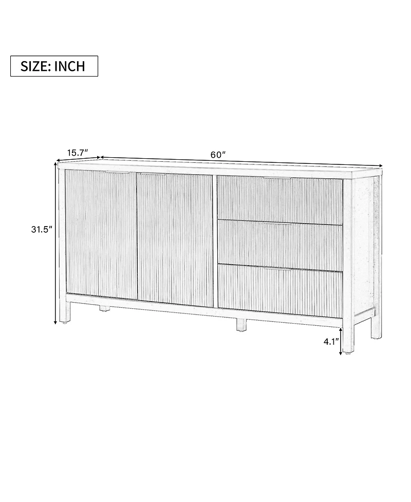 Minimalist Wave Sideboard - Entryway/Living Room Storage