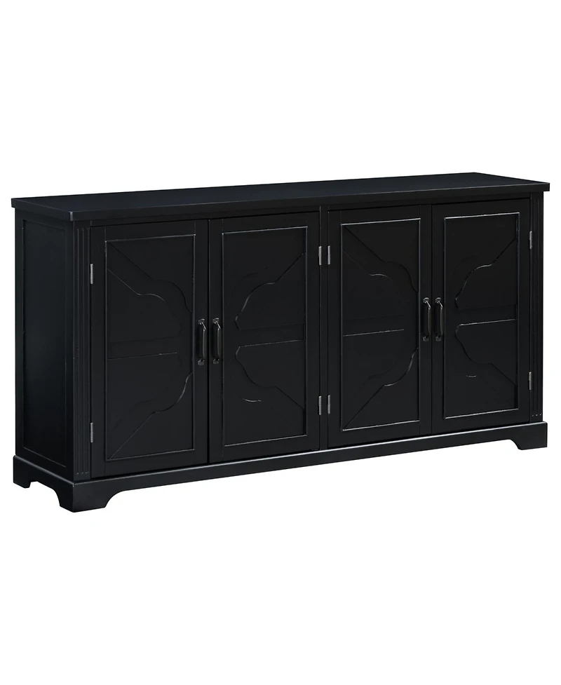 Wooden Sideboard with Pine Doors & Metal Handles