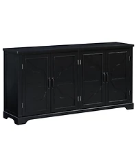 Wooden Sideboard with Pine Doors & Metal Handles