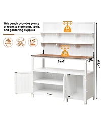 Fir Wood Potting Bench with Hutch