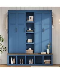 Farmhouse Hall Tree with Bench & Storage
