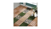 Oak Wpc Patio Tiles - 22 Pack - Interlocking Decking