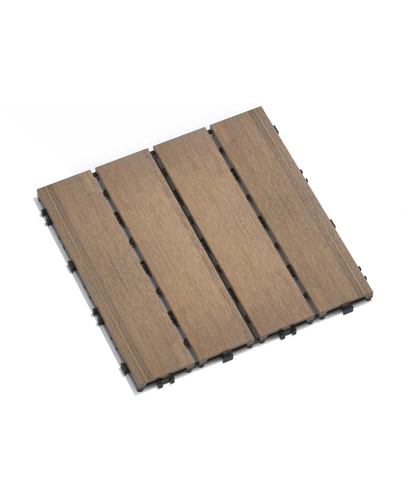 Oak Wpc Patio Tiles - 22 Pack - Interlocking Decking