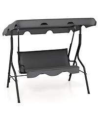 Gymax 3-Person Swing Chair Porch Seat w/ Adjustable Canopy Removable Cushion