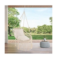 Hanging Hammock Chair with Soft Seat Cushions and Sturdy Rope Chain