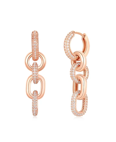 Suzy Levian Sterling Silver Cubic Zirconia Chain Link Drop Earrings