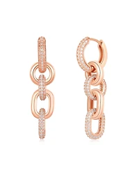 Suzy Levian Sterling Silver Cubic Zirconia Chain Link Drop Earrings