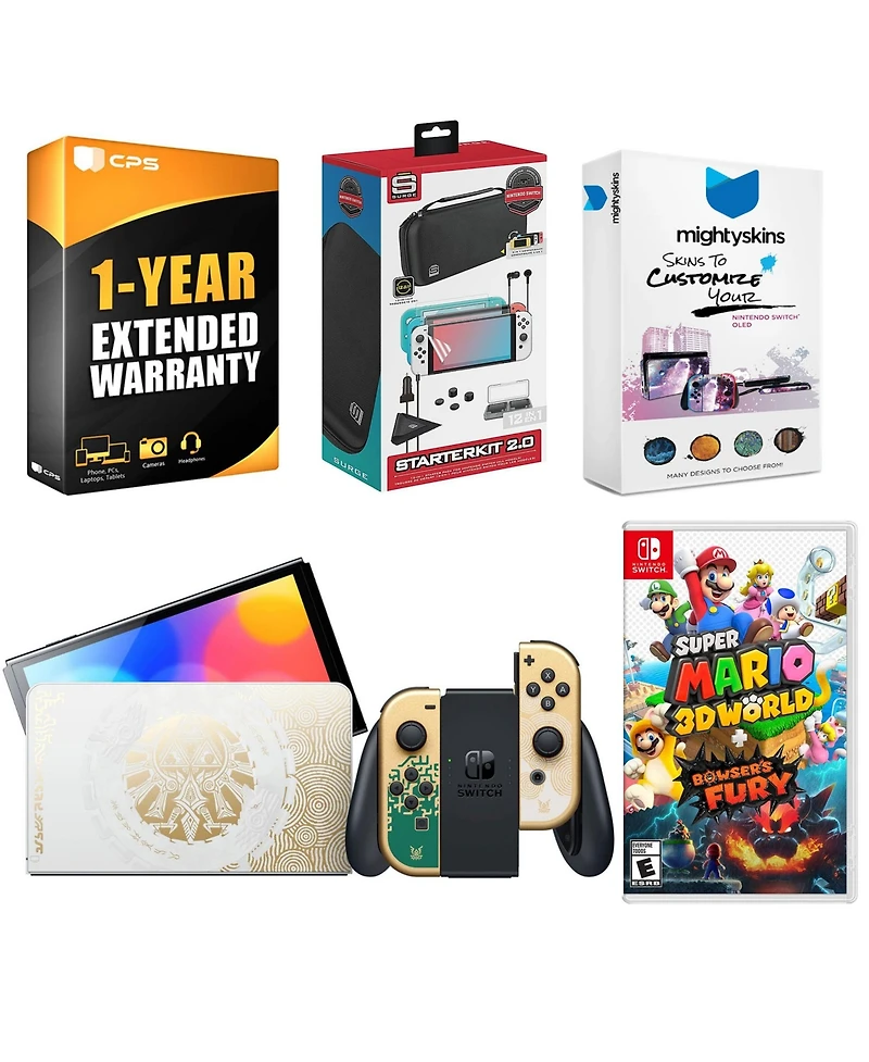 Nintendo Switch Oled Legend of Zelda: Tears of the Kingdom Edition with Super Mario 3D World + Bowser s Fury, Surge Accessory Gaming Kit
