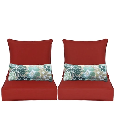 Aoodor 23'' x 26'' Outdoor Deep Seat Chair Cushion Set, Olefin Fabric, Slipcover with Sponge Foam, (Set of 2 Seats, 2 Backs, 2 Lumbar Pillows)