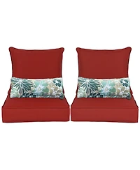 Aoodor 23'' x 26'' Outdoor Deep Seat Chair Cushion Set, Olefin Fabric, Slipcover with Sponge Foam, (Set of 2 Seats, 2 Backs, 2 Lumbar Pillows)