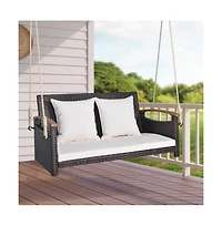 2-Person Patio Rattan Porch Swing Hammock