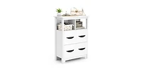 24 Inch Floor Cabinet with 2 Open Compartments and 2 Drawers