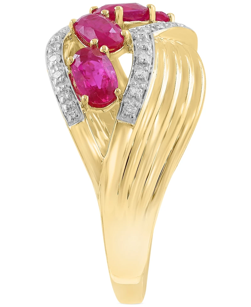 Effy Ruby (2-3/8 ct. t.w.) & Diamond (1/6 ct. t.w.) Statement Ring in 14k Yellow Gold