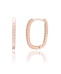 Suzy Levian Sterling Silver Cubic Zirconia Pave Paperclip Hoop Earrings