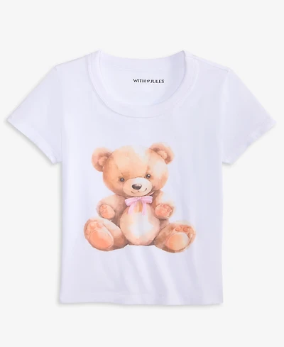 With Jules Big Girls Teddy Bear Graphic Cotton T-Shirt