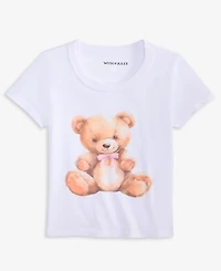 With Jules Big Girls Teddy Bear Graphic Cotton T-Shirt