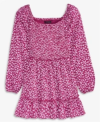 With Jules Big Girls Long-Sleeve Smocked-Bodice Dress