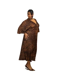 Fashion-szn Curve Women's Leopard Print Midi Dress