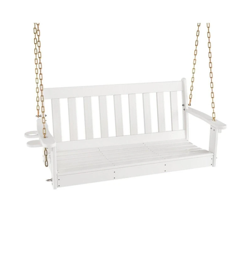 Mondawe 54 Inch Hdpe Patio Porch Swing with Cup Holder