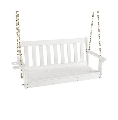 Mondawe 54 Inch Hdpe Patio Porch Swing with Cup Holder
