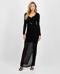 Guess Women's Long-Sleeve Alba Pointelle Maxi Dress