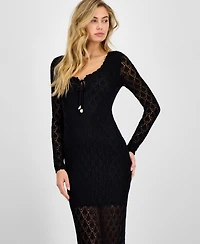 Guess Women's Long-Sleeve Alba Pointelle Maxi Dress