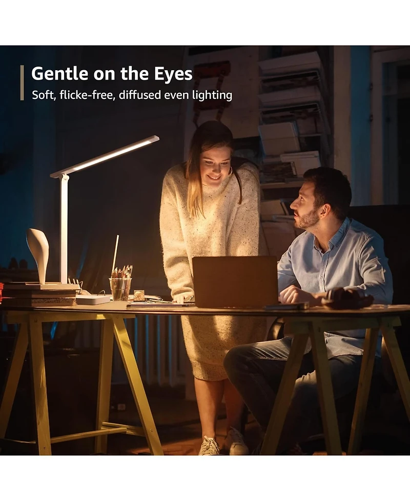 Lepro Led Desk Lamp with 9.5W 750LM Metal Touch Control , 5 Color Modes 5 Brightness Level, Eye Caring For Reading, Crafts, School Supplies, White