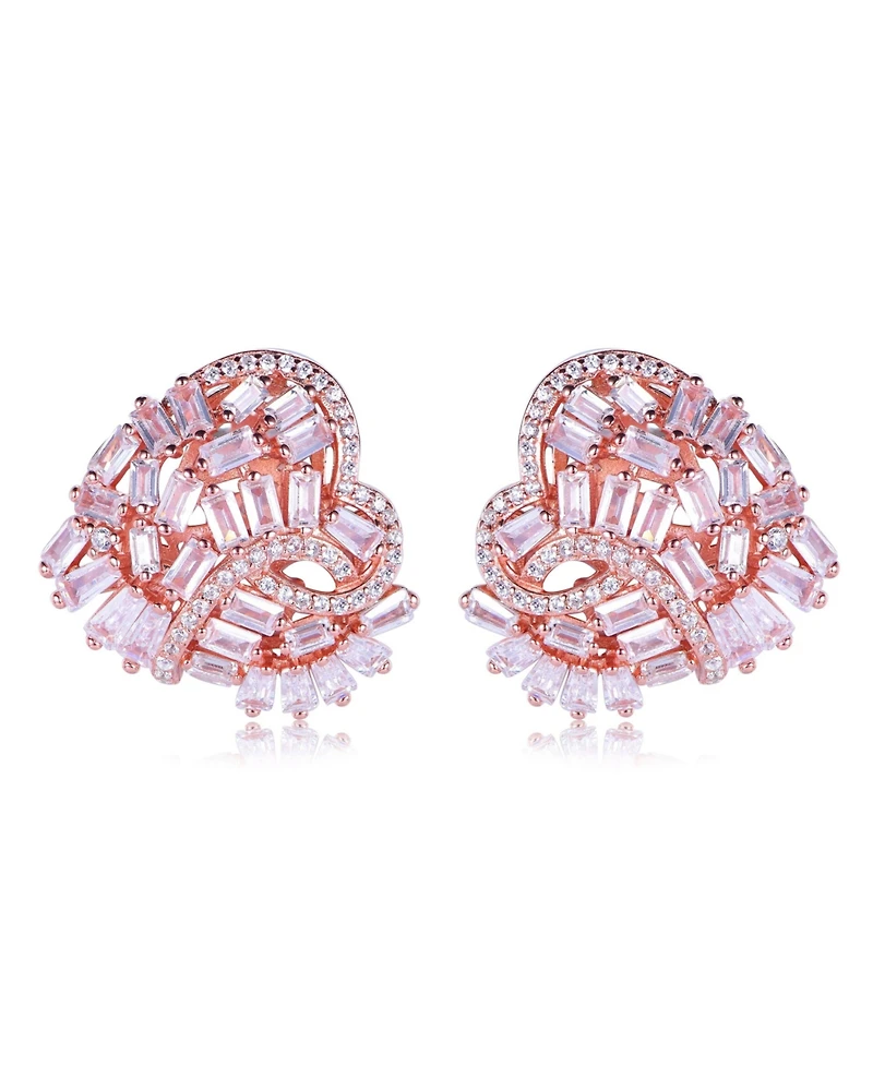 Suzy Levian Sterling Silver Cubic Zirconia Large Heart Cluster Earrings