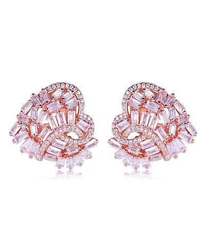 Suzy Levian Sterling Silver Cubic Zirconia Large Heart Cluster Earrings