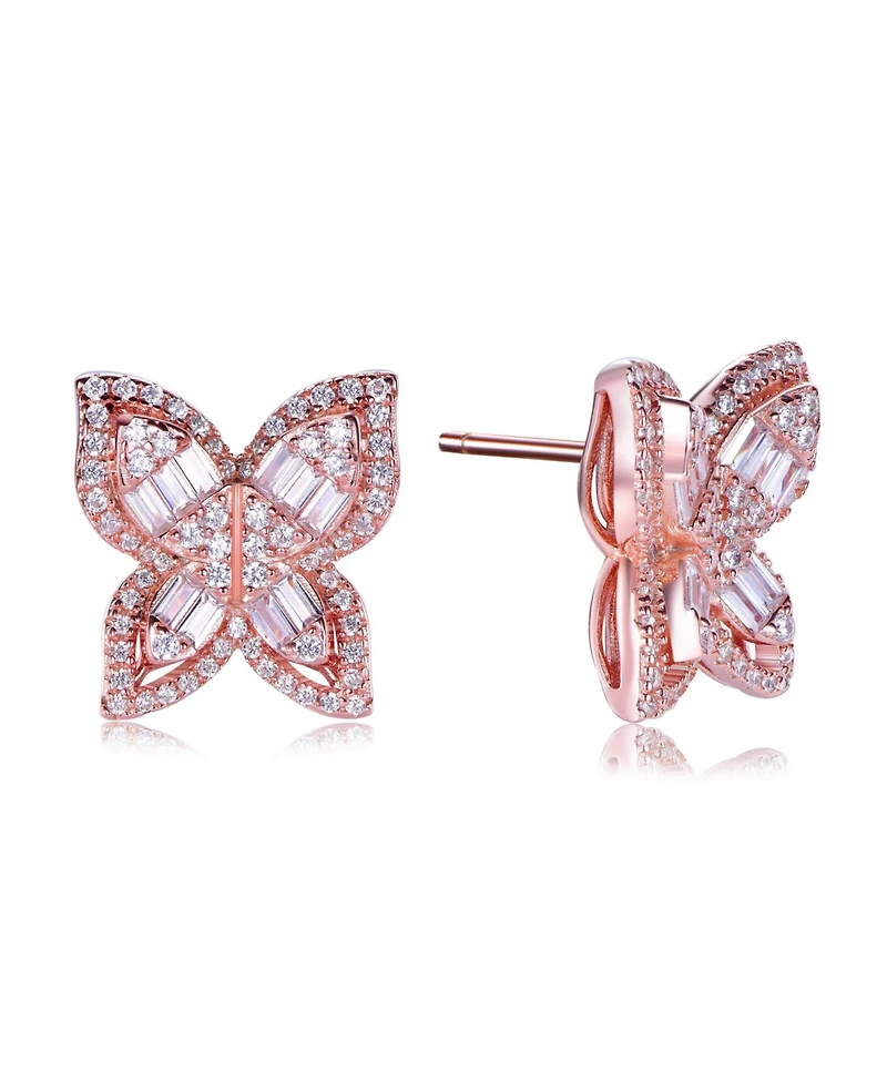 Suzy Levian Sterling Silver Cubic Zirconia Multi-Cut Butterfly Earrings