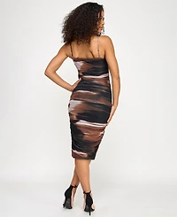 Seni & Cade Juniors' Embellished-Strap Mesh Midi Dress