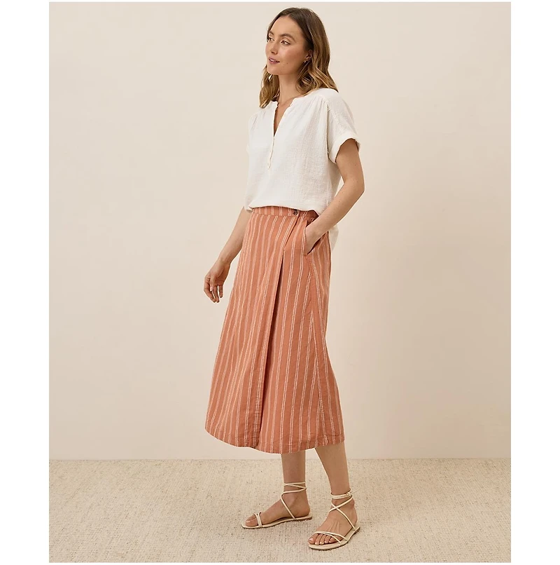 Pact Women's Organic Cotton Canopy Linen Blend Wrap Skirt