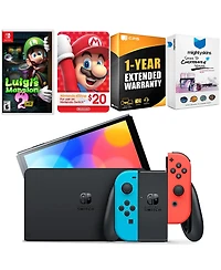 Nintendo Switch Neon Red & Blue Oled Console with Luigi s Mansion 2 Hd, Nintendo $20 eShop Gift Card