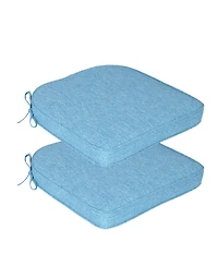 Aoodor Outdoor Dining Chair Cushions Set of 2, Waterproof Patio Furniture Seat Cushions, Pads with Ties, 18 x 19 inch