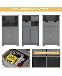 Bathroom Wooden Side Cabinet with 2 Drawers and 2 Doors