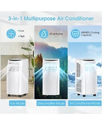 8000 Btu Air Conditioner Unit spaces up to 230 Sq.Ft with Remote Control Dehumidifier Function Window Wall Mount, 4 Caster Wheel, Sleep Mode and, Whit