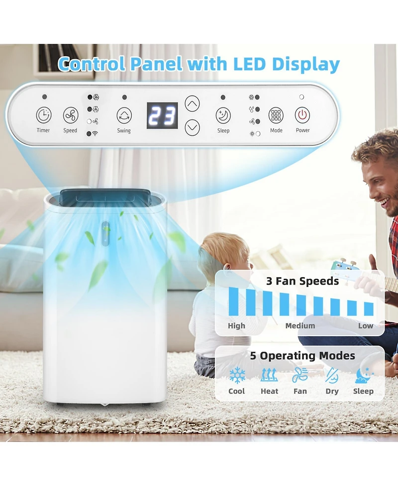 14000 Btu(Ashrae) Portable Air Conditioner with App and WiFi Control