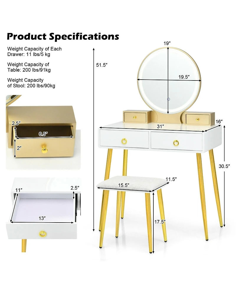 Vanity Table Set with Mirror