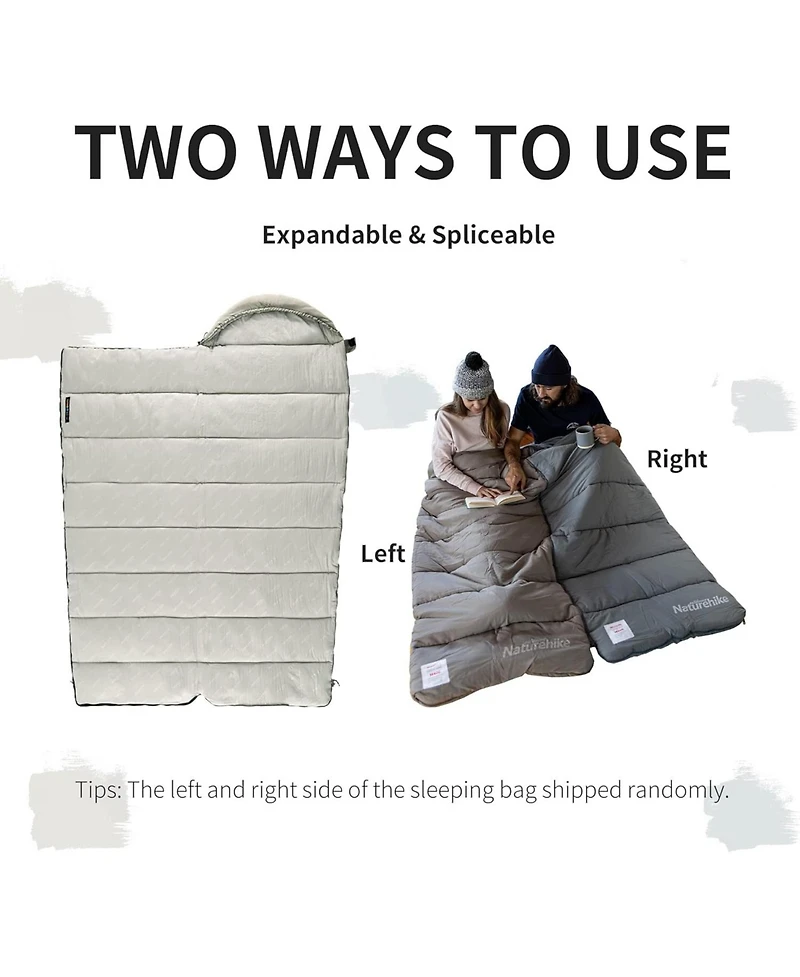 Naturehike Sleeping Bag for Adults with Hood, Hollow Cotton Sleeping Bag, Waterproof Spliceable Sleeping Bags for Camping, Hiking
