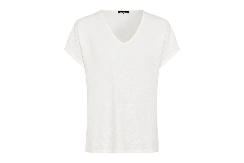 Olsen Women's Seersucker V-Neck T-Shirt